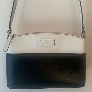 Kate Spade black and white genuine leather crossbody camera bag
